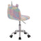DM Furniture Cute Fuzzy Kids Chair Funny Rolling Study Desk Chair Colorful Girls Vanity Swivel Chair with White Foot