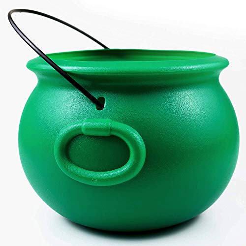 GIFTEXPRESS 8" Green Cauldron Kettle for St Patrick Day, Mardi Gras, Halloween, Pot of Gold Pot, Lucky Leprechaun Pot, Plastic Cauldron