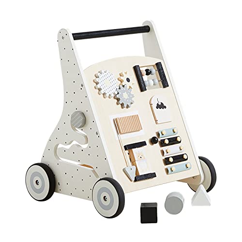 Beright Wooden Baby Walker Push and Pull Learning Activity Walker Kids’ Activity Toy Multiple Activities Center Develops Motor Skills & Stimulates Creativity (Natural)