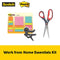 Work From Home Essentials Kit, Includes Clip & Twist Tape Dispenser, Precision Scissors, and Post-it Assorted Colors Multipack