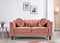 Container Direct US Pride Furniture Velvet Modern Luxury Beautifully Style Living Room Loveseat Removable Cushions and Turned Wood Legs Sofas, Rose
