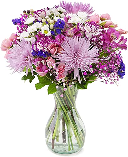 PICK YOUR OWN DELIVERY DATE | Purple Extravagance Fresh Flower Bouquet with Vase | Designed by Arabella Bouquets for Amazon Prime 