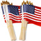 Anley LOT OF 50 - USA 4x6 in Wooden Stick Flag - July 4th Decoration, Veteran Party, Grave Marker, etc. - HandHeld American Flag with Kid Safe Golden Spear Top (Pack of 50)