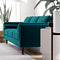 ASHCROFT Hudson Luxury Modern Furniture Velvet Living Room Couch in Turquoise