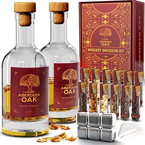 Whiskey Gifts for Men, Whiskey Making Kit - Whiskey Infusion Kit with Stainless Steel Ice Cubes, Wood Chips, Gifts for Him - Alcohol Infusion Kit - Husband Birthday Cocktail - Whiskey Gift Set for Men