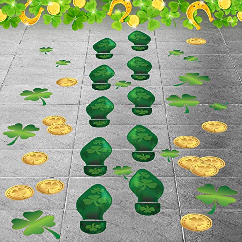 Colonel Pickles Novelties Leprechaun Footprints – Floor Decals 184 Ct - St Patrick’s Day Decorations - 48 Sets of Footprint Stickers
