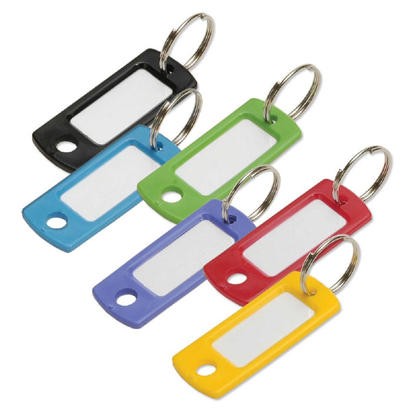 Lucky Line Flexible Colored Plastic Key Tag with 3/4" Split Ring, in Assorted Colors, 12 Pack (16929)