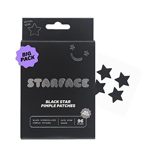 Starface Black Star BIG PACK, Hydrocolloid Pimple Patches, Absorb Fluid and Reduce Inflammation, Cute Star Shape, Cruelty-Free Skincare (96 Count)