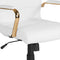 Flash Furniture Whitney Mid-Back Desk Chair - White LeatherSoft Executive Swivel Office Chair with Gold Frame - Swivel Arm Chair