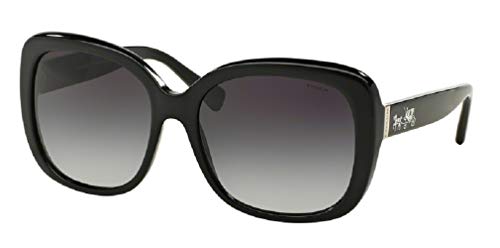 COACH HC8158 500211 58M Black/Light Grey Gradient Square Sunglasses For Women + BUNDLE with Designer iWear Complimentary Eyewear Care Kit