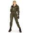 Tipsy Elves' Women's Pilot Costume - Green Military Flight Halloween Jumpsuit Size Large