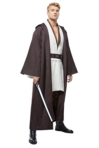 Men's Tunic Costume Adult Outfits Halloween Robe Hooded Uniform Large