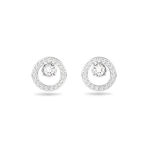 Swarovski Creativity Women's Small Circle Pierced Stud Earrings with White Crystals on a Rose-Gold Tone Plated Post and Secure Back Closure