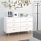 JOZZBY White Dresser, 6 Drawer Dresser for Bedroom with Wide Drawers and Metal Handles, Modern Wood Storage Chest of Drawers for Living Room Hallway Entryway