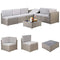Pamapic Patio Furniture Set, 7 Pieces Modular Outdoor Sectional,Wicker Patio Sectional Sofa Conversation Set, Rattan Sofa with Coffee Table and Washable Cushions Covers, Grey Rattan(Grey Cushions)