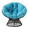 OSP Home Furnishings Wicker Papasan Chair with 360-Degree Swivel, Large, Grey Frame with Blue Cushion