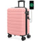 AnyZip Carry On Luggage 21" Hardside PC ABS Lightweight USB Suitcase with Wheels TSA Lock Pink