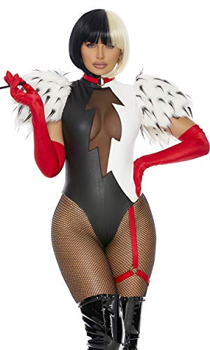Forplay Women's 3Pc. Sexy Movie Villain Character Costume, Black White, M/L