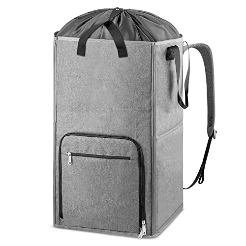 Laundry Backpack Bag, Bukere Extra Large 2 in 1 Laundry Hamper Basket for College Students Dorm Essentials, Adjustable Shoulder Straps, Freestanding Laundry Bag for Apartment, Laundromat, Travel
