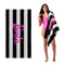Franco Collectibles Barbie Barbiecore Black & White Striped Soft Cotton Bath/Pool/Beach Towel, 60 in x 30 in, (Official Licensed Barbie Product)