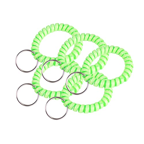 Lucky Line 2” Diameter Spiral Wrist Coil with Steel Key Ring, Flexible Wrist Band Key Chain Bracelet, Stretches to 12”, Glow-in-the-Dark, 1 Pack (410161)