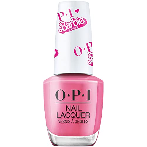 OPI Nail Lacquer, Opaque Crème Finish Pink Nail Polish, Up to 7 Days of Wear, Chip Resistant & Fast Drying, 3 Barbie Limited Edition Collection, Hi Barbie!, 0.5 fl oz