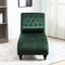 Paddie Velvet Button-Tufted Chaise Lounge Chair Leisure Sofa Chaise Chair w/Bolster Pillow, Nailhead Trim and Turned Legs for Indoor Living Room (Green)