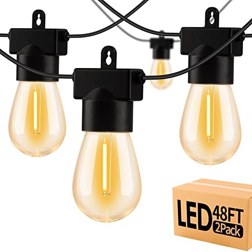 Aialun 96FT LED Outdoor String Lights, Outside Patio Backyard Light with 2200K Shatterproof Edison Bulbs, Heavy-Duty Commercial Grade Weatherproof Strand Decorative Café Porch Bistro Garden Tree