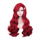 Probeauty Mermaid Wig with Starfish Hair Clips, Women Long Red Mermaid Curly Wig Body Wave Wig for Halloween Costume-25 inch
