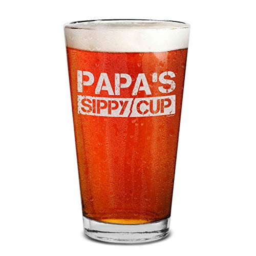 shop4ever® Papa's Sippy Cup Engraved Beer Pint Glass Pregnancy Announcement Gift for Grandpa Dad Glass