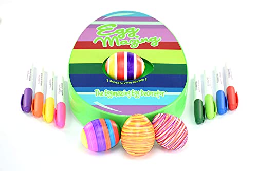 The Original EggMazing Easter Egg Decorator Kit - Arts and Crafts Set - Includes Egg Decorating Spinner and 8 Colorful Quick Drying Non Toxic Markers [Packaging May Vary]