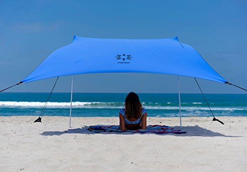 Neso Tents Beach Tent with Sand Anchor, Portable Canopy Sunshade - 7' x 7' - Patented Reinforced Corners(Periwinkle Blue)