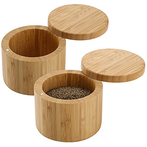 Totally Bamboo Salt Cellar with Magnetic Swivel Lid, Take Life