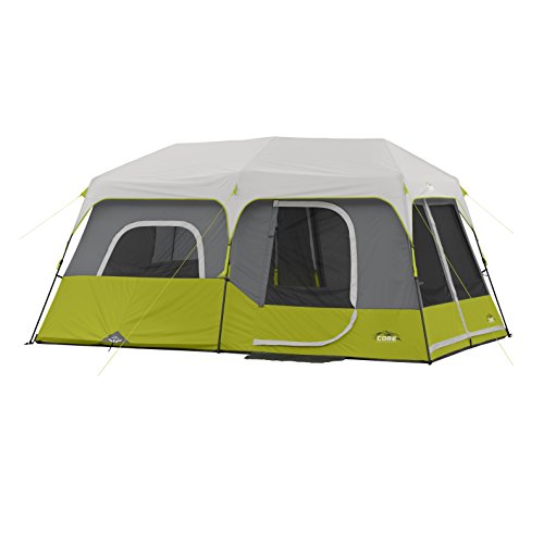 CORE Instant Cabin Tent | Multi Room Tent for Family with Storage Pockets for Camping Accessories | Portable Large Pop Up Tent for 2 Minute Camp Setup | Sleeps 9 People, 14' x 9'