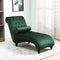 Paddie Velvet Button-Tufted Chaise Lounge Chair Leisure Sofa Chaise Chair w/Bolster Pillow, Nailhead Trim and Turned Legs for Indoor Living Room (Green)