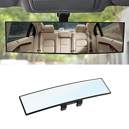 Car Rearview Mirrors, Interior Clip-on Panoramic Rear View Mirror for Car, Wide Viewing Range, 12 inch HD Universal Use for Cars, SUVs, Trucks, Vehicles (White)