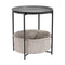 Amazon Basics Round Storage End Table, Side Table with Cloth Basket - Charcoal/Heather Gray, 19 x 18 x 18 Inches