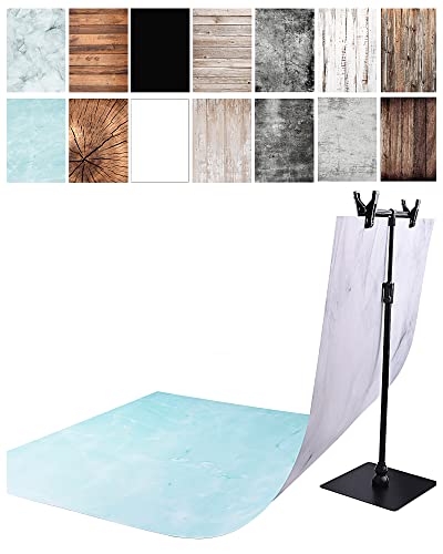 7PCS Food Photo Backdrops for Photography with Stand | 14Patterns 22x34in | Product Photography Background Paper | Table Photography Backdrops