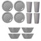 US Acrylic Newport Plastic Plate, Bowl and Tumbler Dinnerware Set for 4 in Grey Stone | 12-Piece Drinking and Dining Set | Reusable, BPA-free, Made in the USA, Top-rack Dishwasher Safe
