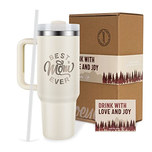 Gifts for Mom from Daughter Son 40 oz Tumbler with Handle and Straw for Mother in Law Wife Women Birthday Presents Mothers Day Gift Water Cup with Lid Insulated Travel Mug Stainless Steel Coffee Mug