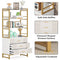 Tribesigns Gold White Bookshelf with 3 Drawers, Tall Ladder Shelf Bookcase with Storage, Modern Bookcases and Book Shelves 4 Shelf Organizer, Metal Wood Book Shelving Unit for Bedroom, Office