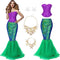 Shinymoon 5 Pcs Mermaid Costume for Women Corset Tops Sequin Skirt Starfish Pearl Necklace Bracelet Hair Clip for Cosplay (X-Large)