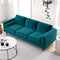 ASHCROFT Hudson Luxury Modern Furniture Velvet Living Room Couch in Turquoise