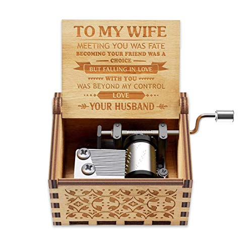 Music Box Gift for Wife - Romantic Birthday Valentine Anniversary Christmas to My Wife Gifts from Husband Boyfriend Love Women Girl Girlfriend Wooden Hand Crank Musical Box Play You are My Sunshine