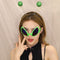 Kuscul Alien Costume for Women, Antenna Bopper Headband Metallic Shiny Skirt Glasses Dangle Earrings for Halloween Cosplay (Green, M)