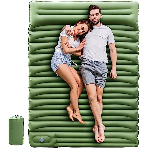 FUN PAC Double Sleeping Pad for Camping, 5" Ultra-Thick Camping Mattress with Pillow Built-in Pump, Self Inflating Camping Pad 2 Person for Backpacking, Hiking, Traveling, Tent