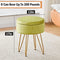 Cpintltr Velvet Storage Ottoman Round Footrest Stool Multifunctional Upholstered Ottoman Modern Accent Vanity Stools Tray Top Coffee Table Suitable for Living Room Bedroom Entryway Macha Green