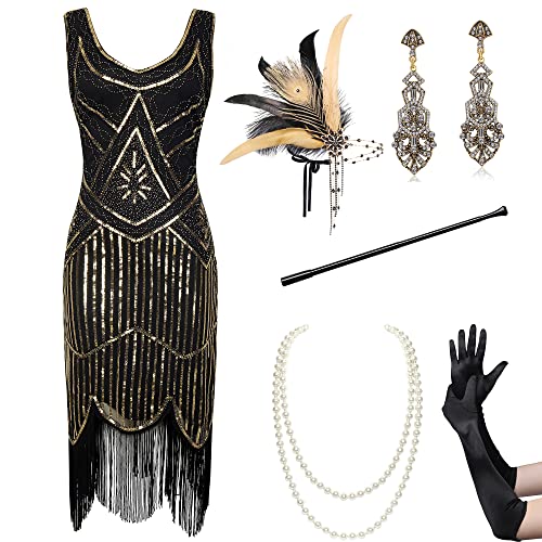 Coucoland 1920s Dress for Women Gatsby - Roaring 20s Costumes Harlem Nights Flapper Great Gatsby Dresses