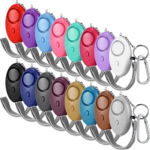 16 Pack Safe Sound Personal Alarm, Emergency Safety Alarm 130DB Security Alarm Keychain Personal Safety Devices with LED Light Buckle Key Chain for Women Self Defense, Kids Elderly, 16 Color