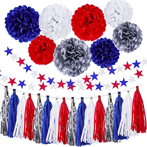  Blue White and Red Birthday Decorations, Patriotic